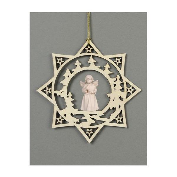 Star with trees-Bell ang.stand.with heart - natural wood