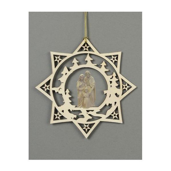 Star with trees-H.Fam.+Jesus child - natural wood