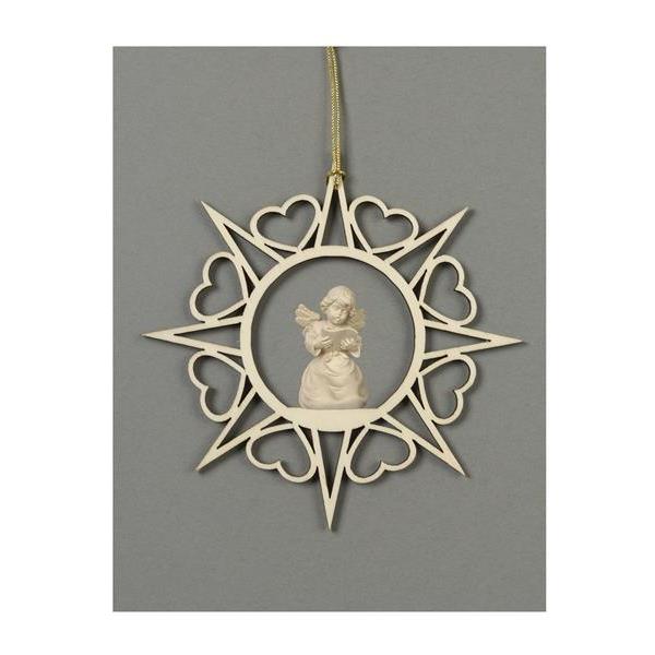 Star with hearts-Bell angel with notes - natural wood