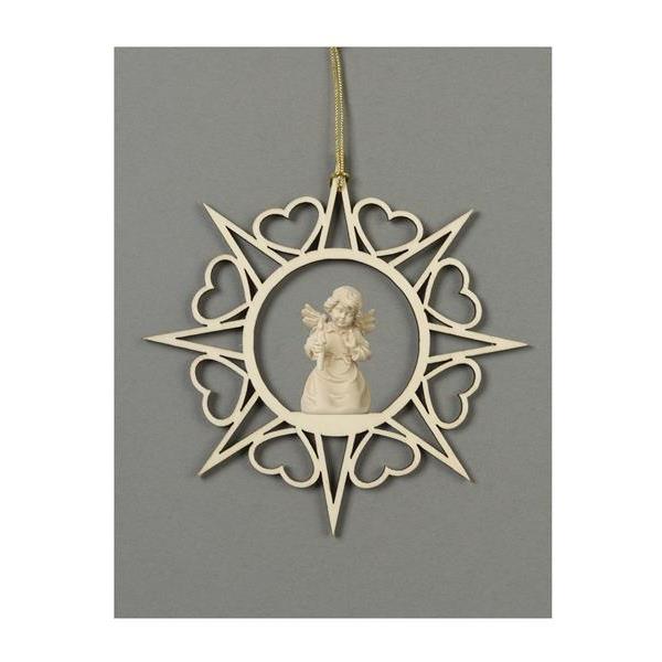 Star with hearts-Bell angel with candle - natural wood