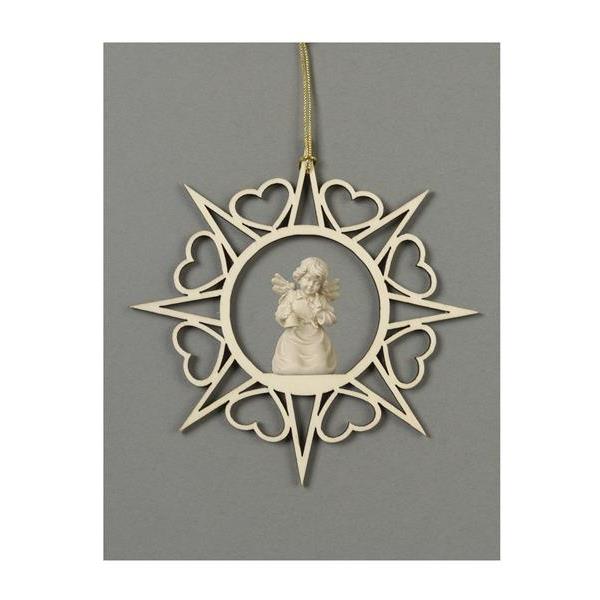 Star with hearts-Bell angel with bell - natural wood