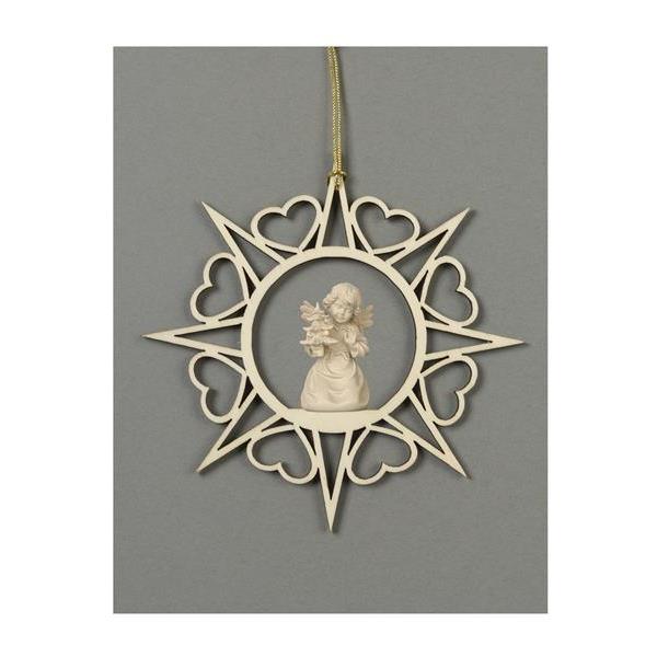 Star with hearts-Bell angel with tree - natural wood