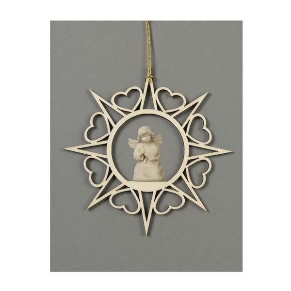 Star with hearts-Bell angel with heart - natural wood