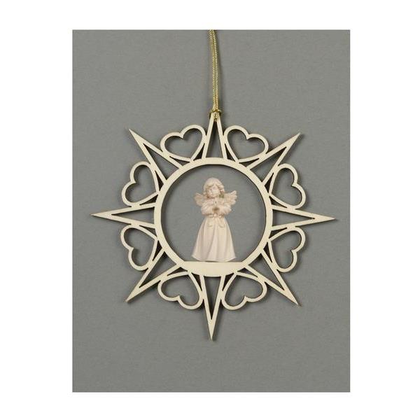 Star with hearts-Bell ang.stand.praying - natural wood