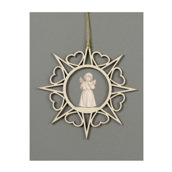 Star with hearts-Bell ang.stand.with bell - natural wood