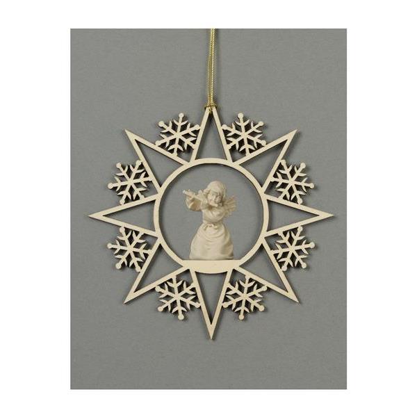Star with snowflakes-Bell angel with flute - natural wood