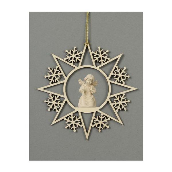 Star with snowflakes-Bell angel with candle - natural wood