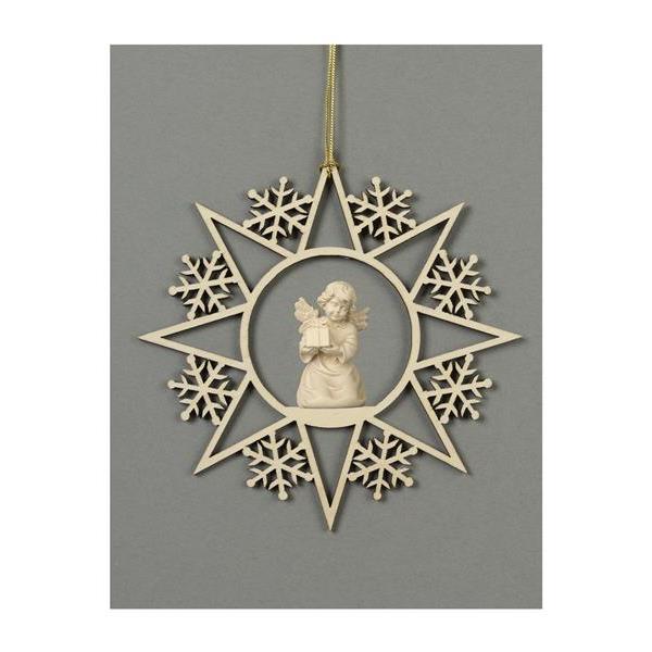 Star with snowflakes-Bell angel with parcel - natural wood