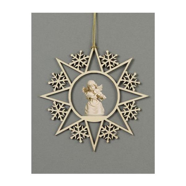 Star with snowflakes-Bell angel with violin - natural wood