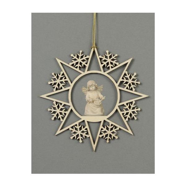 Star with snowflakes-Bell angel with drum - natural wood