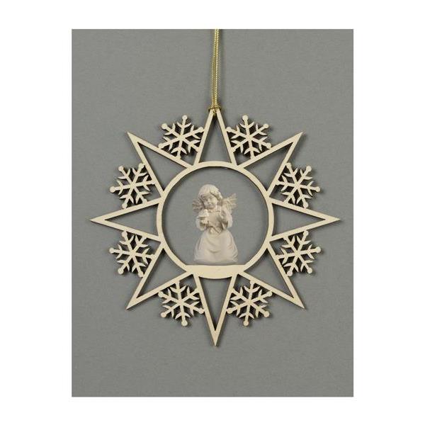Star with snowflakes-Bell angel with bird - natural wood