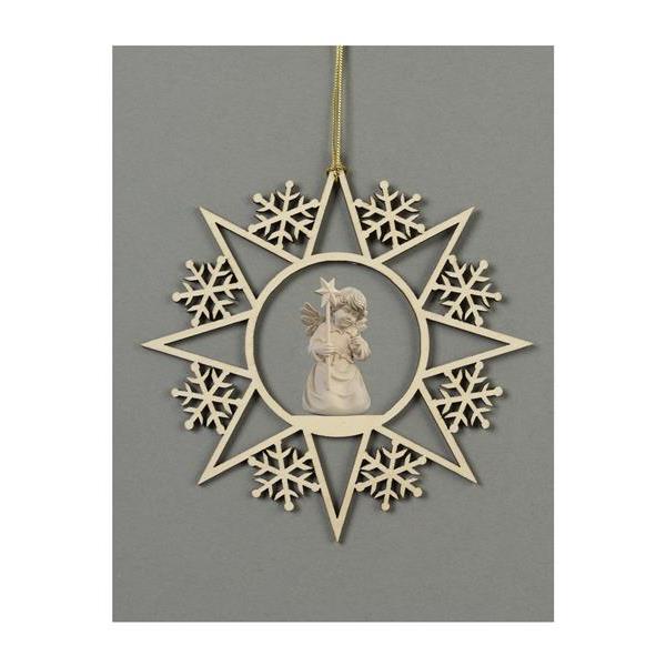 Star with snowflakes-Bell angel with star - natural wood