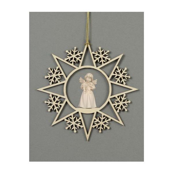 Star with snowflakes-Bell ang.stand.candle - natural wood