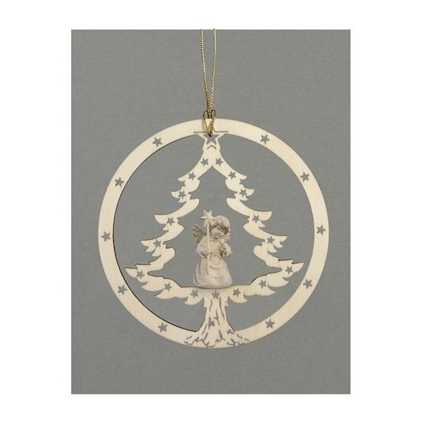 Tree-Bell angel with star - natural wood