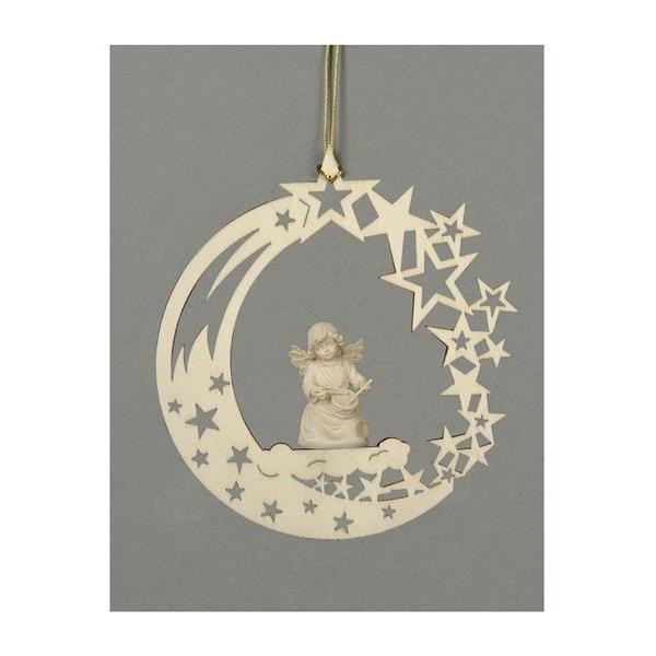 Comet-Bell angel with drum - natural wood