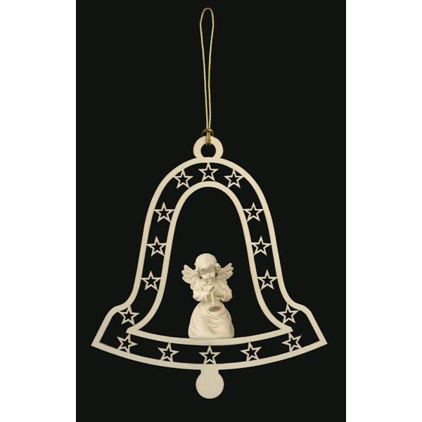 Bell-Bell angel with trumpet - natural wood