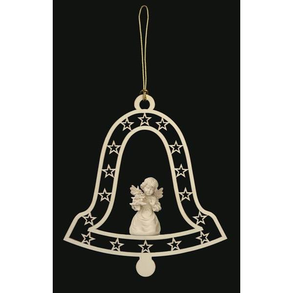 Bell-Bell angel with tree - natural wood