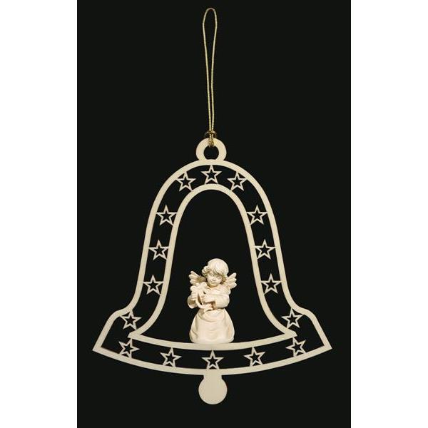 Bell-Bell angel with lyre - natural wood