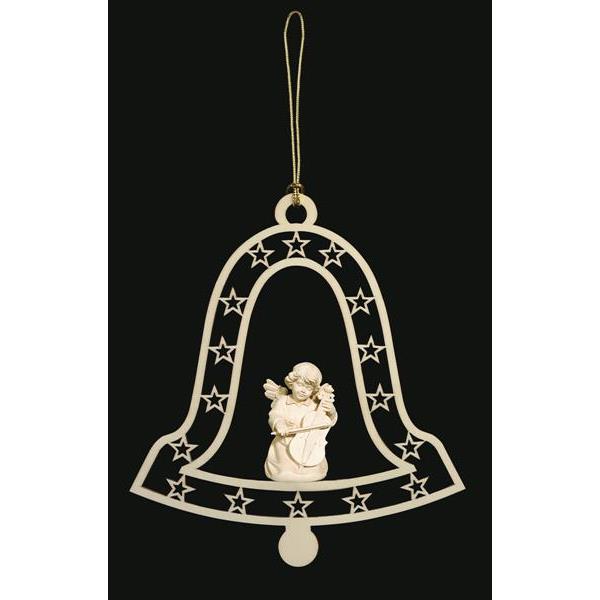 Bell-Bell angel with double-bass - natural wood