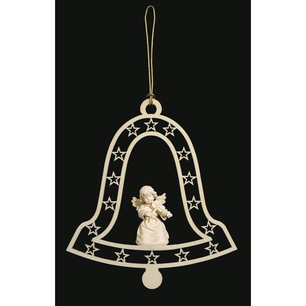 Bell-Bell angel with violin - natural wood