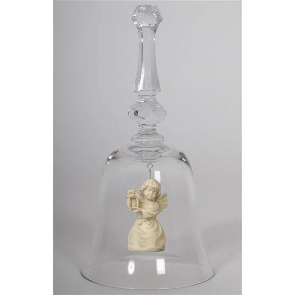 Crystal bell with Bell angel lantern - natural wood