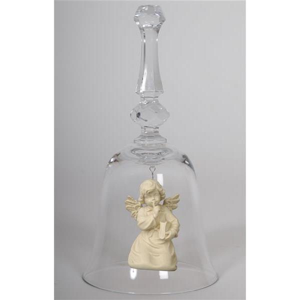 Crystal bell with Bell angel book - natural wood
