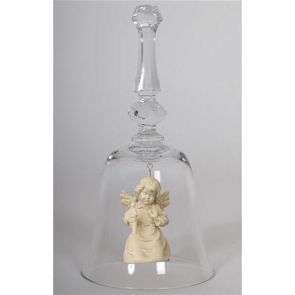 Crystal bell with Bell angel candle - natural wood