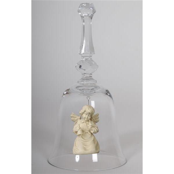 Crystal bell with Bell angel bell - natural wood