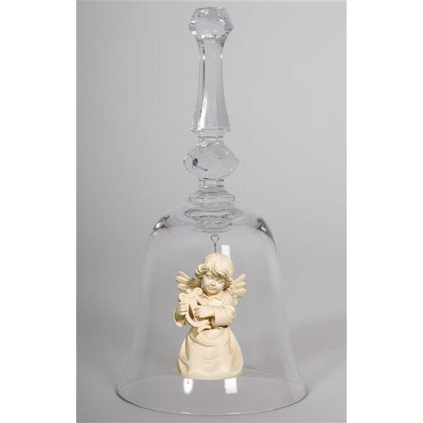 Crystal bell with Bell angel lyre - natural wood