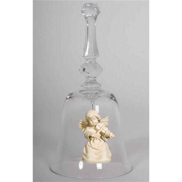 Crystal bell with Bell angel violin - natural wood