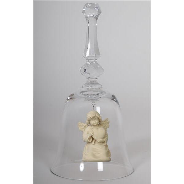 Crystal bell with Bell angel heart - natural wood