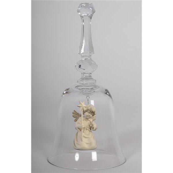 Crystal bell with Bell angel star - natural wood
