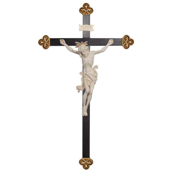 Cristo Leonardo con aureola cruz barroca - natural