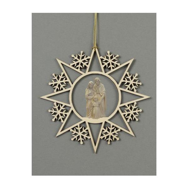 Estrella con copos de nieve - Sagrada Familia + Niño Jesús de pie - natural
