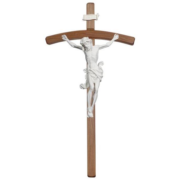 Cristo Leonardo cruz curvada en resina - natural