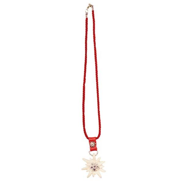 Collar Estrella Alpina - decoración de cuero genuino - natural-rojo 6 cr.