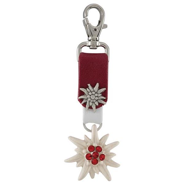 Colgante Estrella Alpina - decoración de cuero - natural-rojo 6 cr.