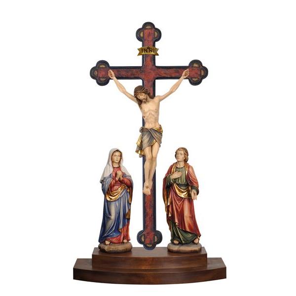 Grupo Crucifixión Siena cruz barroca para apoyar - coloreado