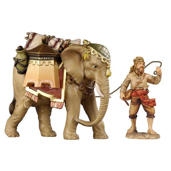 KO Muchacho con elefante con equipaje - coloreado