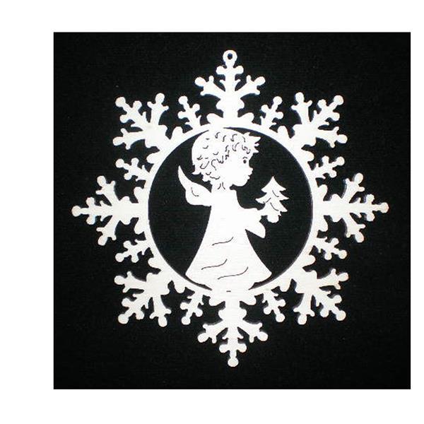Estrella de nieve con angelito y arbol - natural