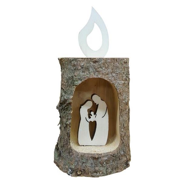 Tronco de arbol - Sagrada Familia con vela - natural